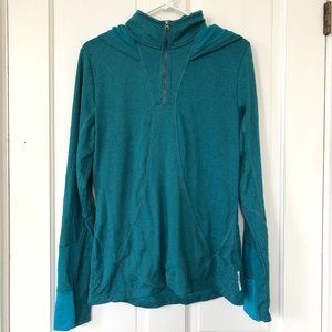 Mondetta Quarter Zip Longsleeve Performanc Hoodie w/ Fleece Lining - Teal Large